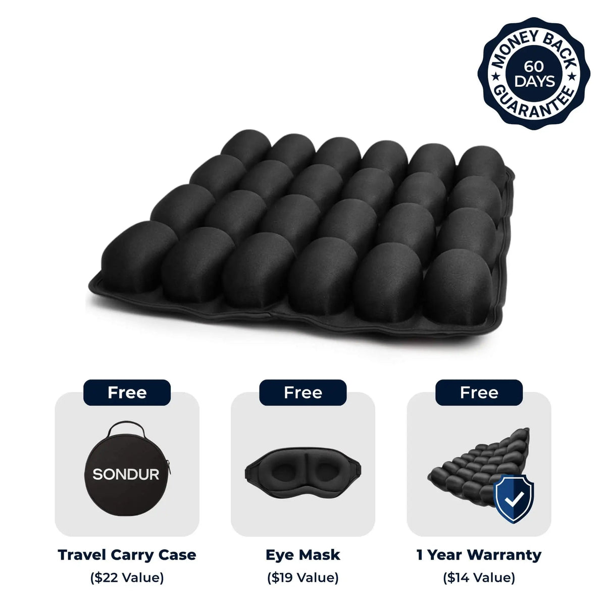 Travel cushion on an airplane seat